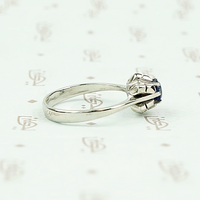 Mid Century Inky-Blue Sapphire Solitaire
