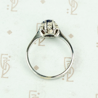 Mid Century Inky-Blue Sapphire Solitaire
