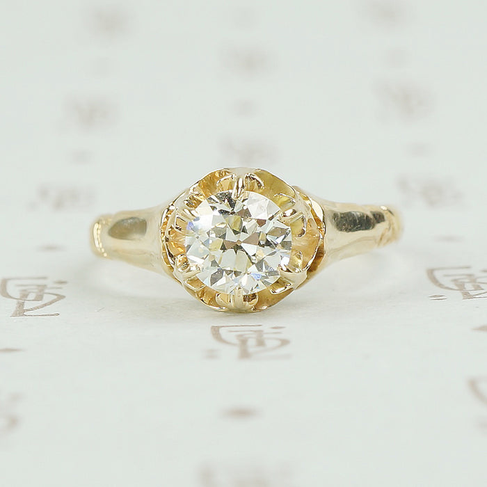 old european cut solitaire engagement ring in yellow gold