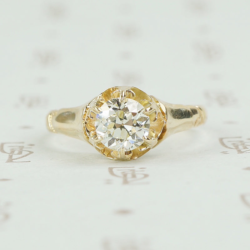 old european cut solitaire engagement ring in yellow gold