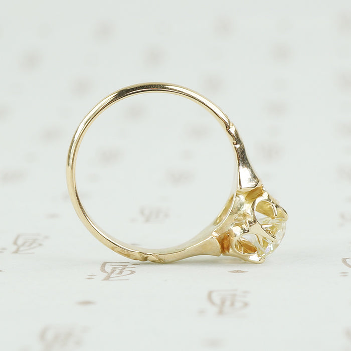 side view of old european cut engagement ring vintage