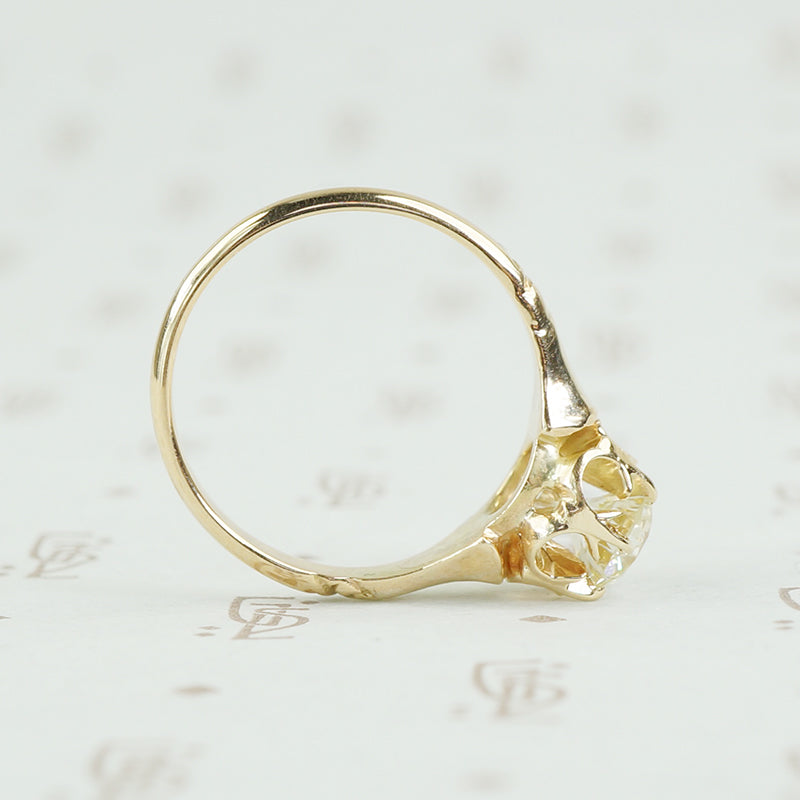 side view of old european cut engagement ring vintage