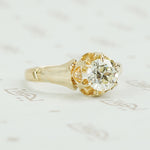 detail view of oec vintage diamond solitaire engagement ring