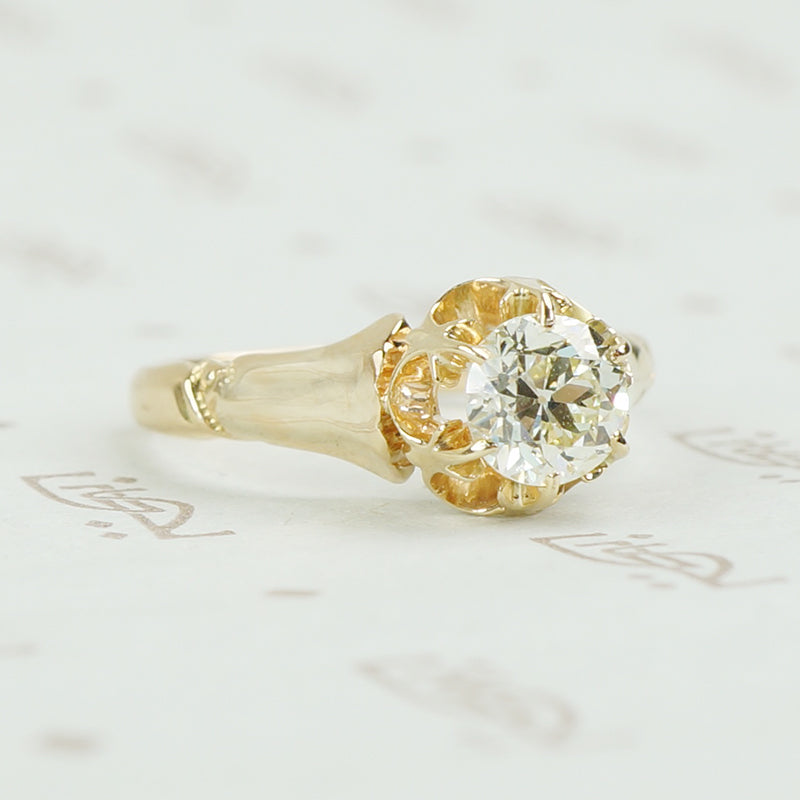 detail view of oec vintage diamond solitaire engagement ring