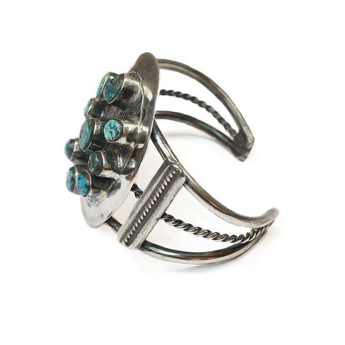 1940's Coin Silver and Turquoise Native American Cuff Bracelet