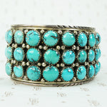 Wide Turquoise Covered Silver Cuff Bracelet