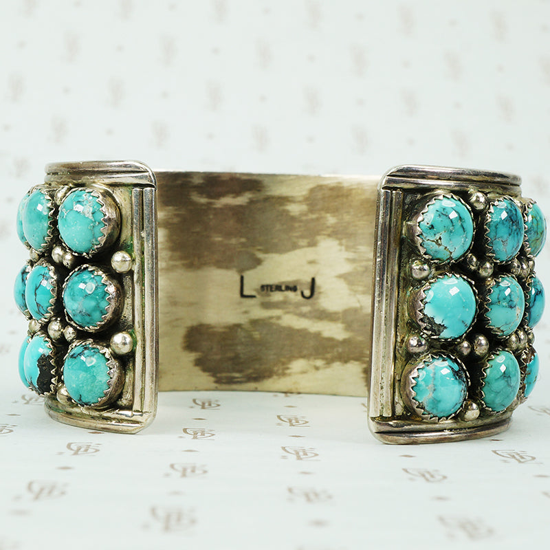 Wide Turquoise Covered Silver Cuff Bracelet