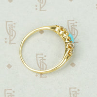 19thc Turquoise and Chunky Cushion Cut Diamond Ring