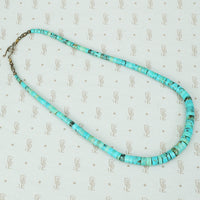 turquoise heishi bead necklace vintage 1970's
