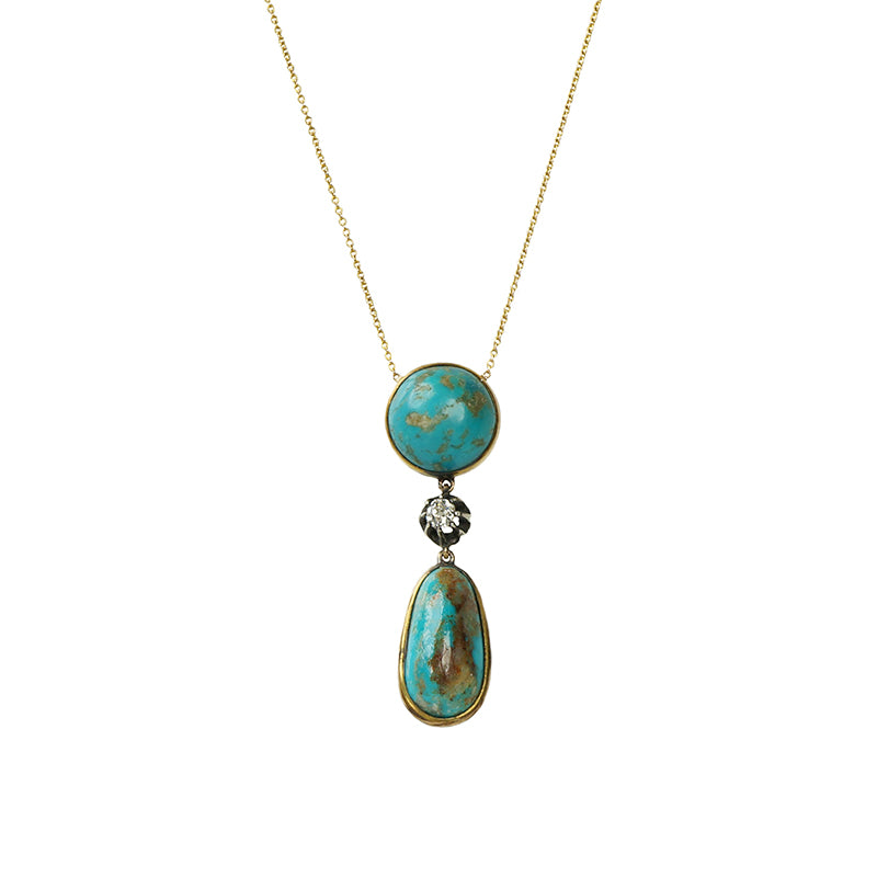Turquoise and OMC Diamond Pendant Necklace