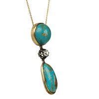 Turquoise and OMC Diamond Pendant Necklace