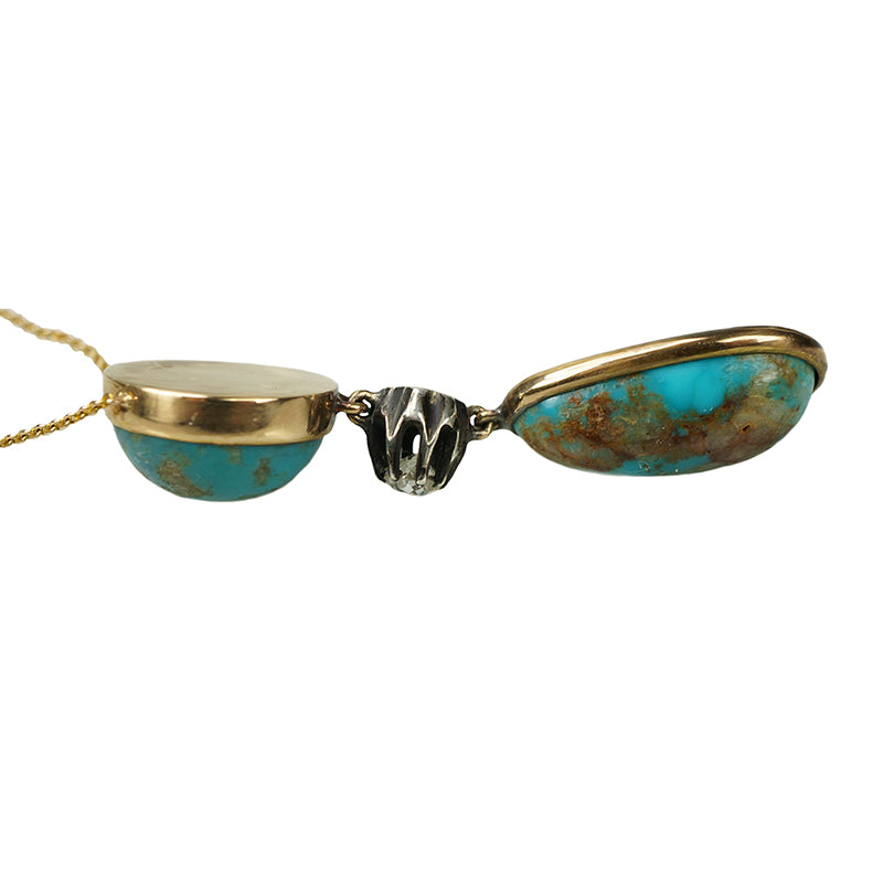 Turquoise and OMC Diamond Pendant Necklace