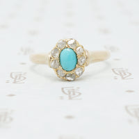 turquoise and rose cut diamond ring