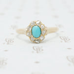 turquoise and rose cut diamond ring