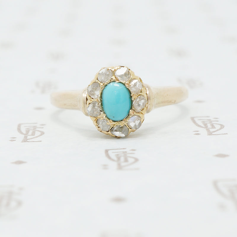 turquoise and rose cut diamond ring