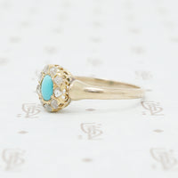 turquoise and rose cut diamond ring