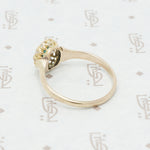 turquoise and rose cut diamond ring back