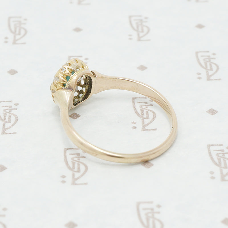 turquoise and rose cut diamond ring back