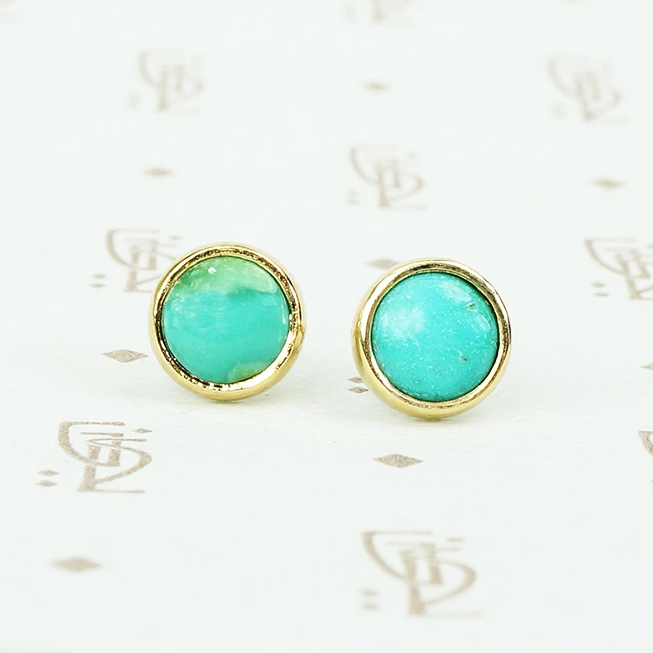recycled gold and vintage turquoise stud earrings