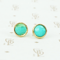 recycled gold and vintage turquoise stud earrings