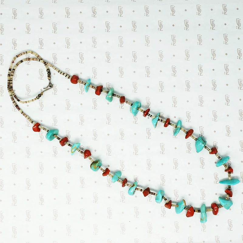 jasper turquoise heishi and silver necklace