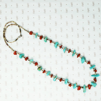 jasper turquoise heishi and silver necklace