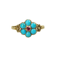 Lovers Georgian Ring Turquoise and Ruby - Gem Set Love