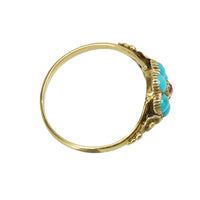 Lovers Georgian Ring Turquoise and Ruby - Gem Set Love