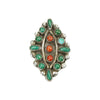 Vintage Zuni Petit Point Ring Turquoise and Coral