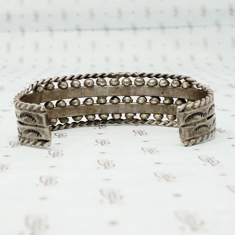 silver turquoise vintage bracelet back