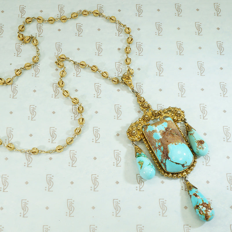 Silver Gilt Turquoise Necklace