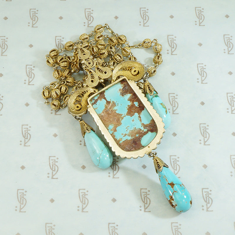 Silver Gilt Turquoise Necklace