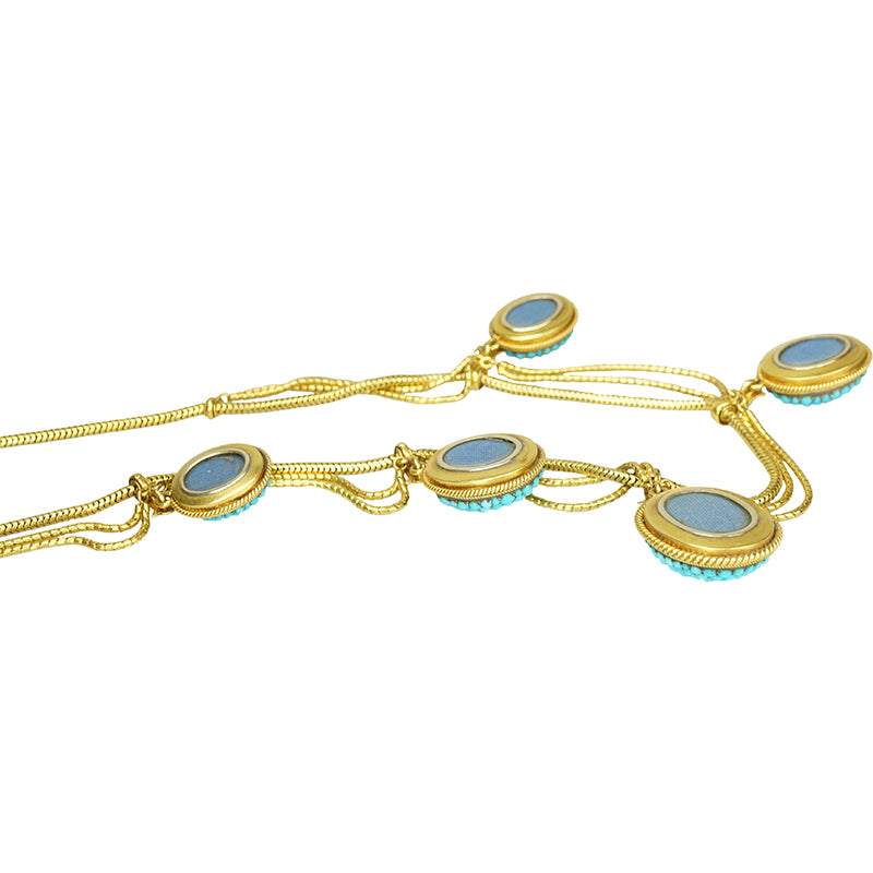 Stunning 19th century Turquoise Necklace in Original Fitted Box - Gem Set Love