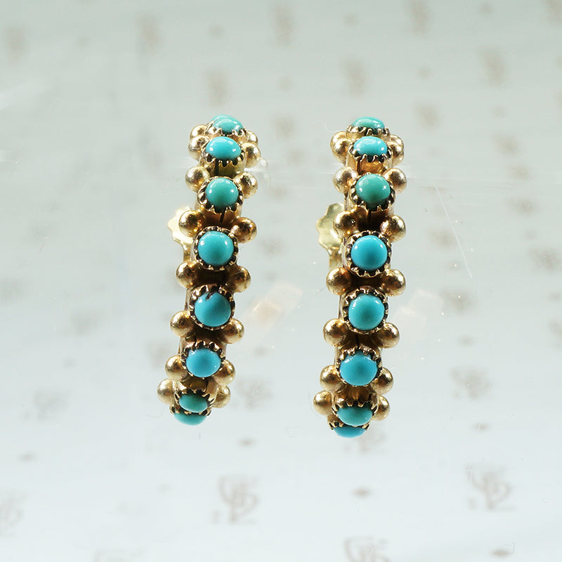14k gold and turquoise hoop earrings