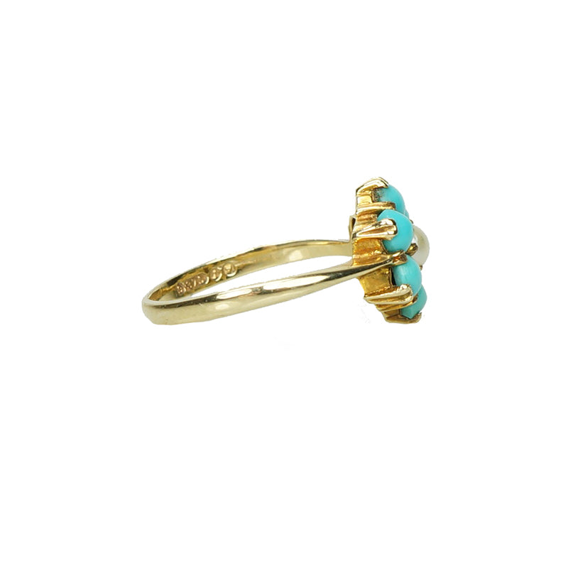 Turquoise and Pearl Pretty Posy Ring - Gem Set Love