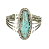 Beautiful Vintage Turquoise Sterling Silver Cuff Bracelet - Gem Set Love
