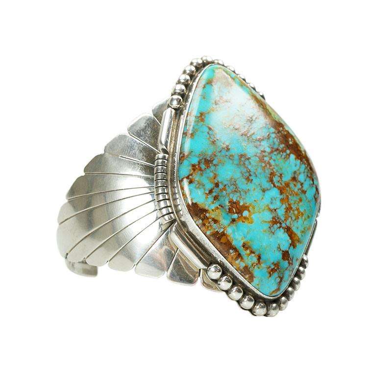 Stunning Large Turquoise and Sterling Cuff Bracelet