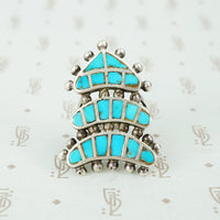 inlay turquoise and silver vintage ring