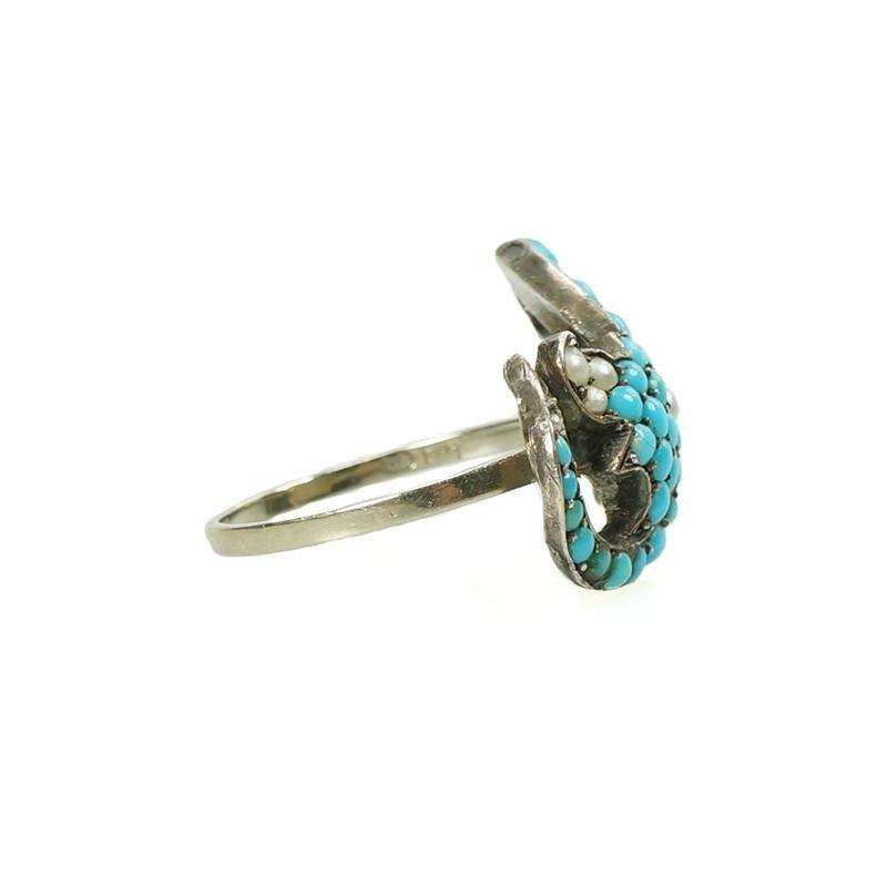 Pavé set Turquoise and split pearl Ring