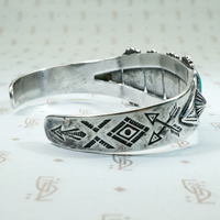 Coin Silver and Turquoise Cuff Bracelet