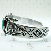 Coin Silver and Turquoise Cuff Bracelet