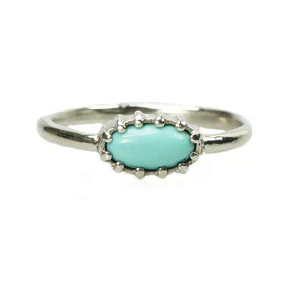 Lovely Vintage Persian Turquoise Ring in 14k white gold by 720