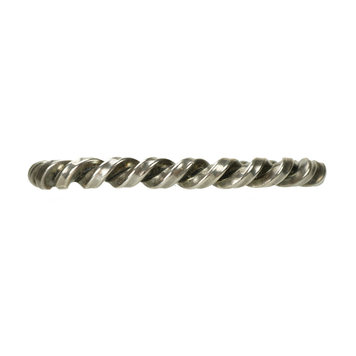 Twisted Silver Cuff Bracelet - Gem Set Love