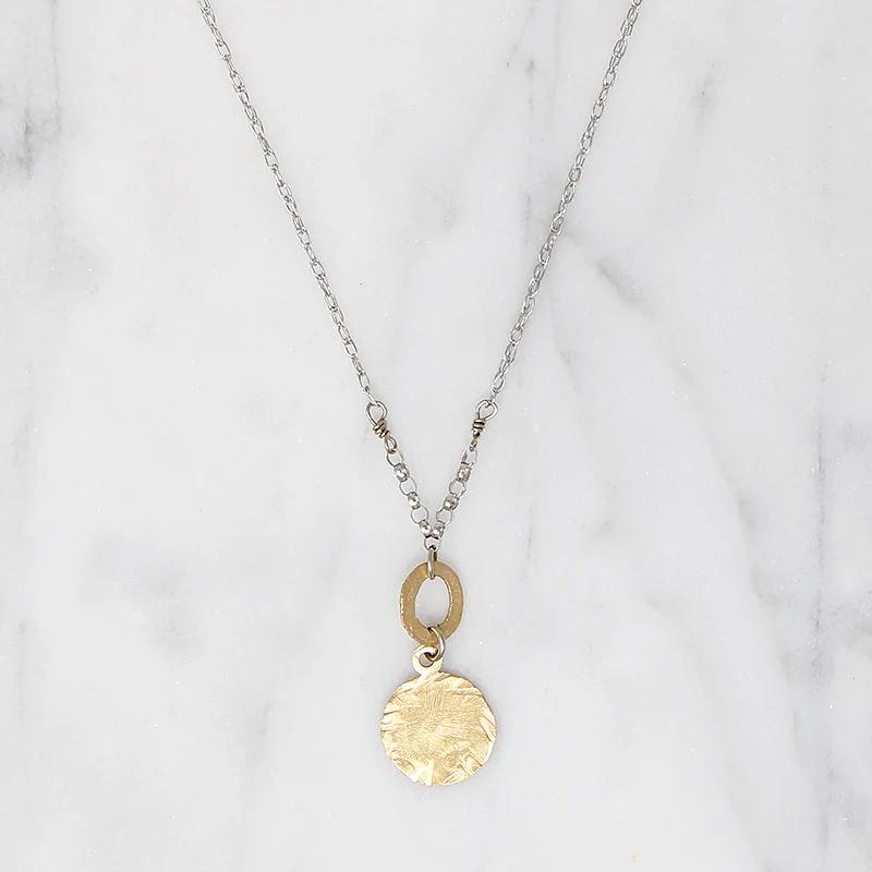 Two Tone Golden Disc Necklace by brunet