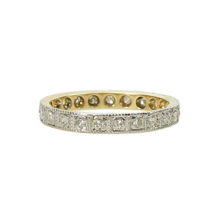 Deco Platinum on 18k Yellow Gold Eternity Band