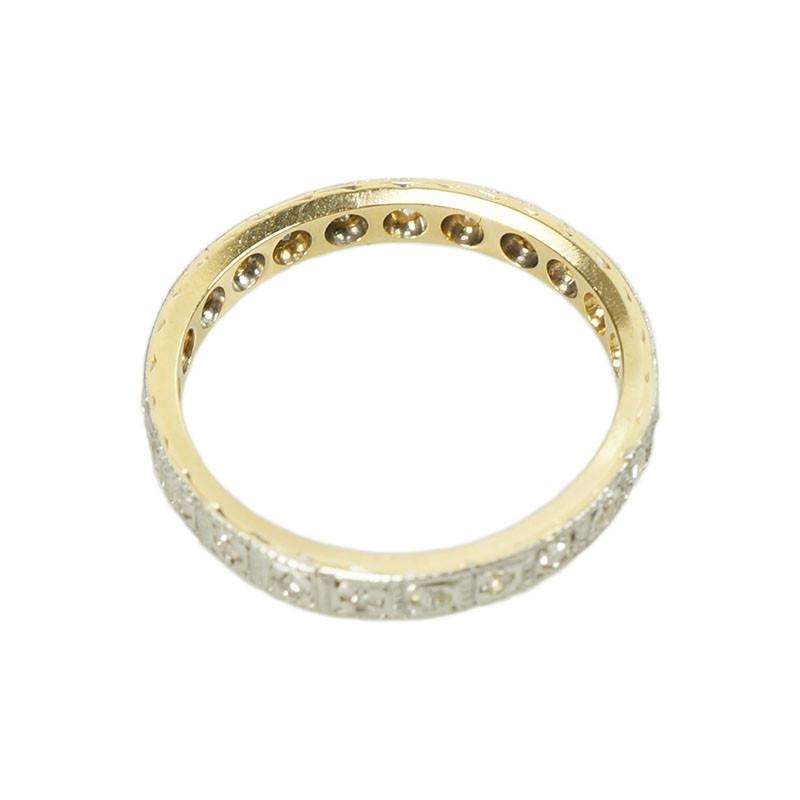 Deco Platinum on 18k Yellow Gold Eternity Band
