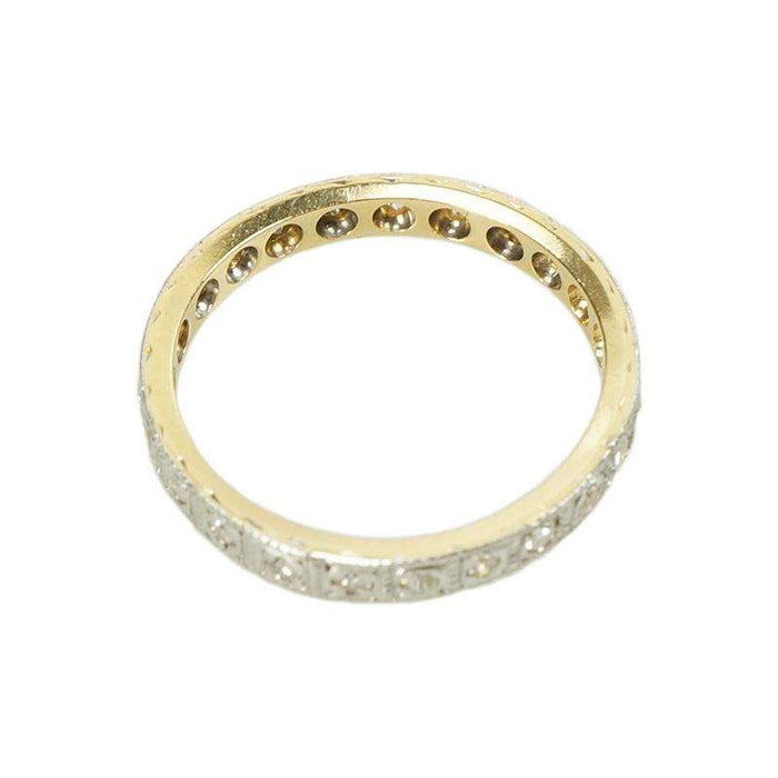 Deco Platinum on 18k Yellow Gold Eternity Band