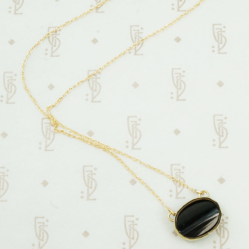 Carved Agate Mourning Necklace c1820