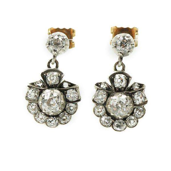 Victorian Diamond Drop Earrings with Gorgeous Details