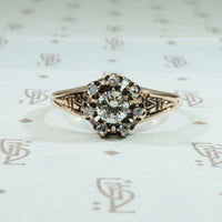 antique gold rose cut diamond halo late 1800's